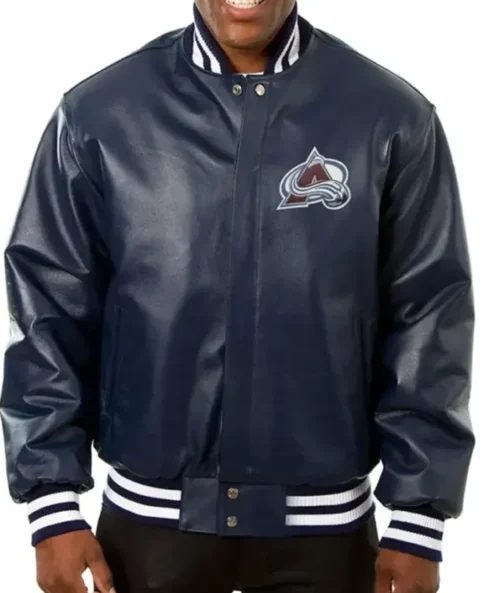 Colorado Avalanche Blue Leather Bomber Jacket