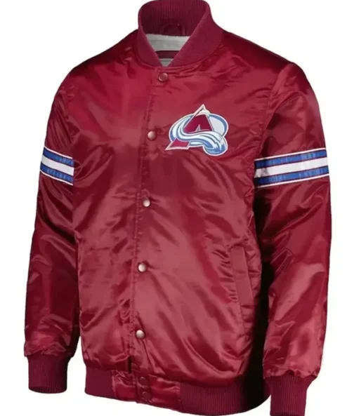 Colorado Avalanche Burgundy Satin Varsity Jacket