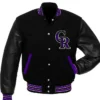 Colorado Rockies Black And Purple Varsity Letterman Jacket