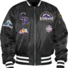 Colorado Rockies Black Ma-1 Zip Bomber Jacket