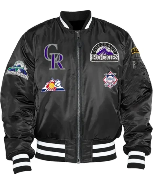 Colorado Rockies Black Ma-1 Zip Bomber Jacket