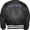 Colorado Rockies Black Ma-1 Zip Bomber Jacket Back