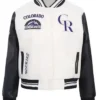 Colorado Rockies White And Black Wool Varsity Jacket