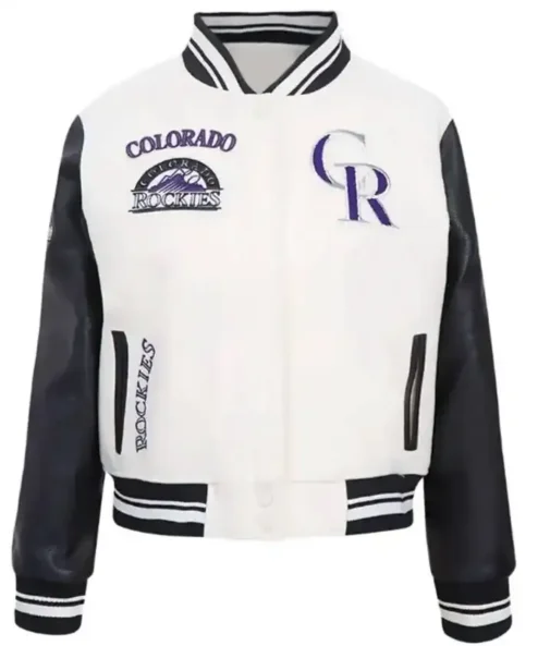 Colorado Rockies White And Black Wool Varsity Jacket