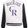 Colorado Rockies White And Black Wool Varsity Jacket Back