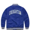 Creighton Bluejays Script Blue Satin Varsity Jacket Back