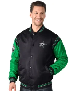 Dallas Stars Black And Green Starter Satin Varsity Jacket