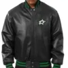 Dallas Stars Black Leather Varsity Jacket