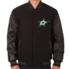 Dallas Stars Black Wool And Leather Letterman Varsity Jacket