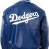 Dodgers Navy Blue Bomber Leather Jacket Back