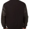 Edmonton Oilers Black Wool And Leather Varsity Jacket Back