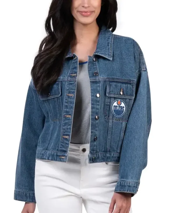 Edmonton Oilers Blue Denim Trucker Jacket