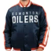 Edmonton Oilers Blue Satin Varsity Jacket