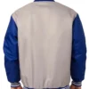 Edmonton Oilers Gray And Blue Bomber Jacket Back