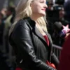 Elisabeth Moss Black Leather Jacket For Women