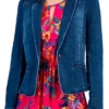 Ellen Pompeo Good American Family 2025 Blue Denim Blazer For Sale