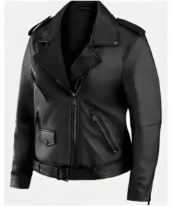 Erin Andrews Super Bowl LIX Oversized Black Biker Jacket