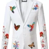 Floral Wings White Printed Blazer