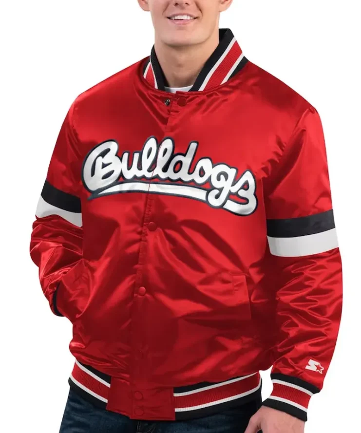 Fresno State Bulldog Home Game Red Satin Varsity Jacket