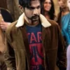Ghosts Brown Utkarsh Ambudkar Brown Bomber Leather Jacket For Sale