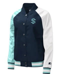 Greenfelder Seattle Kraken Full Snap Varsity Jacket