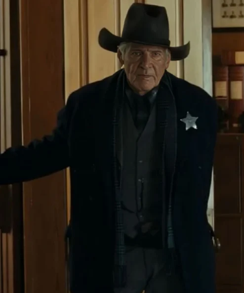 Harrison Ford 1923 S02 Wool Black Coat For Men