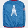 Houston Oilers Exclusive Blue Satin Varsity Jacket Back