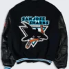 Jack Thiel San Jose Sharks Black Vintage Varsity Jacket Back