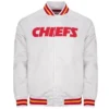 Kansas City Heavyweight Satin Chiefs Varsity White Jacket