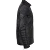 Black Johnny Cage leather jacket with snap-tab erect collar