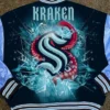 Kirstin Seattle Kraken Full Snap Varsity Jacket Back