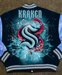 Kirstin Seattle Kraken Full Snap Varsity Jacket Back