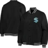 Kraken Black Satin Full Snap Varsity Jacket