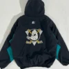 Lehner Anaheim Ducks Black Vintage Hooded Jacket Back