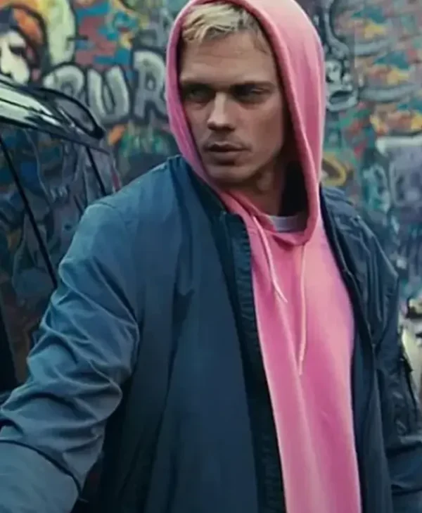 Locked 2025 Bill Skarsgard Vintage Bomber Zip Up Jacket