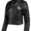 Los Angeles Dodgers Black Biker Leather Jacket