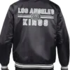 Los Angeles Kings Black Satin Varsity Jacket Back