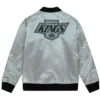 Los Angeles Kings Silver Satin Bomber Jacket Back