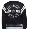 Los Angeles Kings Team Black Satin Varsity Jacket Back