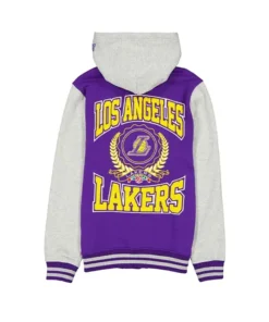Los Angeles Lakers Throwback Prep Purple Varsity Jacket Back