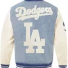 MLB Los Angeles Dodgers Denim Varsity Jacket Back