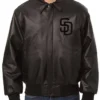 MLB San Diego Padres Black Leather Bomber Jacket