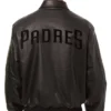 MLB San Diego Padres Black Leather Bomber Jacket Back