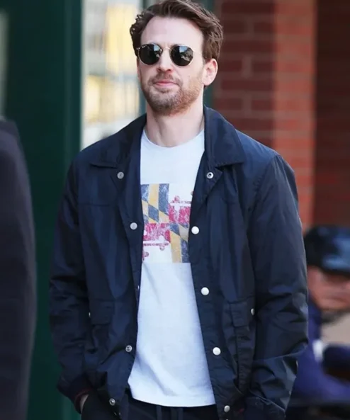 Materialists 2025 Chris Evans Navy Blue Jacket