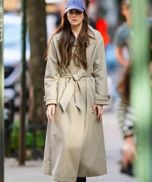 Materialists 2025 Dakota Johnson Beige Cotton Coat For Sale