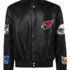 Men’s Arizona Cardinals Black Full Snap Vegan Leather Jacket
