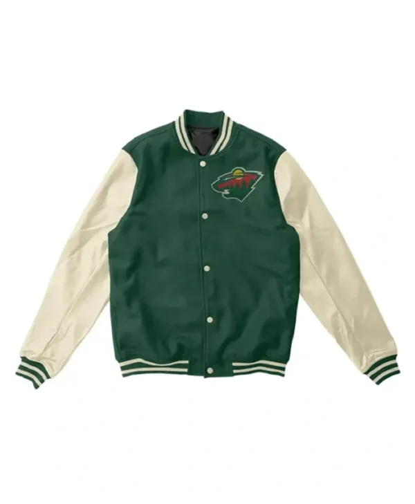 Minnesota Wild Green And White Letterman Varsity Jacket