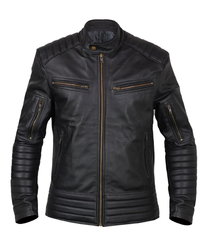 Karl Urban Johnny Cage black leather jacket inspired by Mortal Kombat II