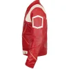 Asha Banks My Fault London red and golden leather jacket with lapel collar