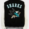 NHL San Jose Sharks Black And White Varsity Jacket Back